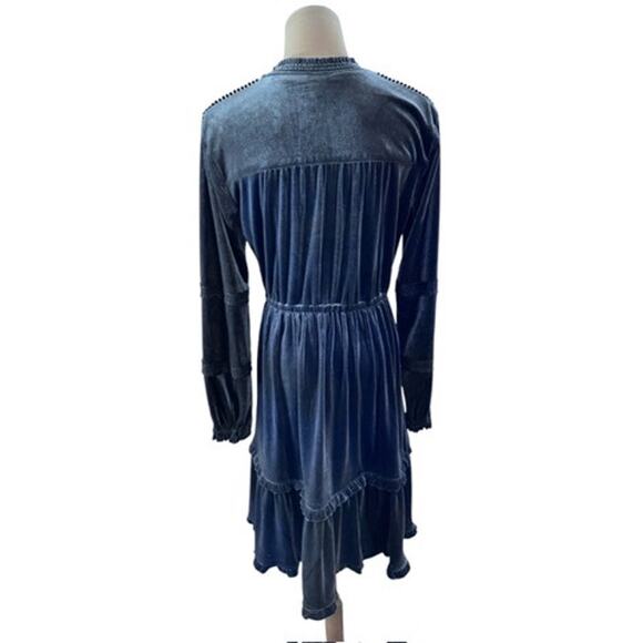 "Kate & Sam" Velvet Gray Dress, Midi, SZ S, Keyhole Front, Goth, Vampire, Soft - Picture 3 of 12